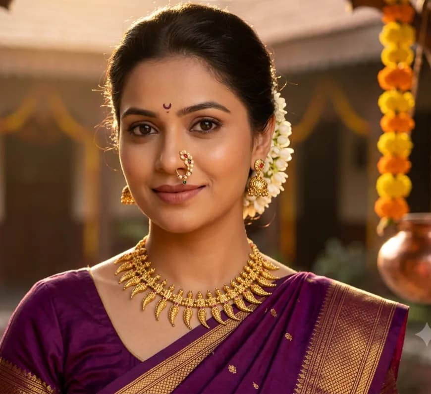 Temple Leaf Necklace with Jhumkas by Maitryee