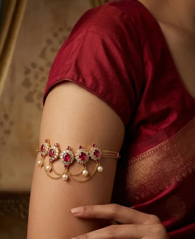 Ruby Pearl Bajubandh by Maitryee