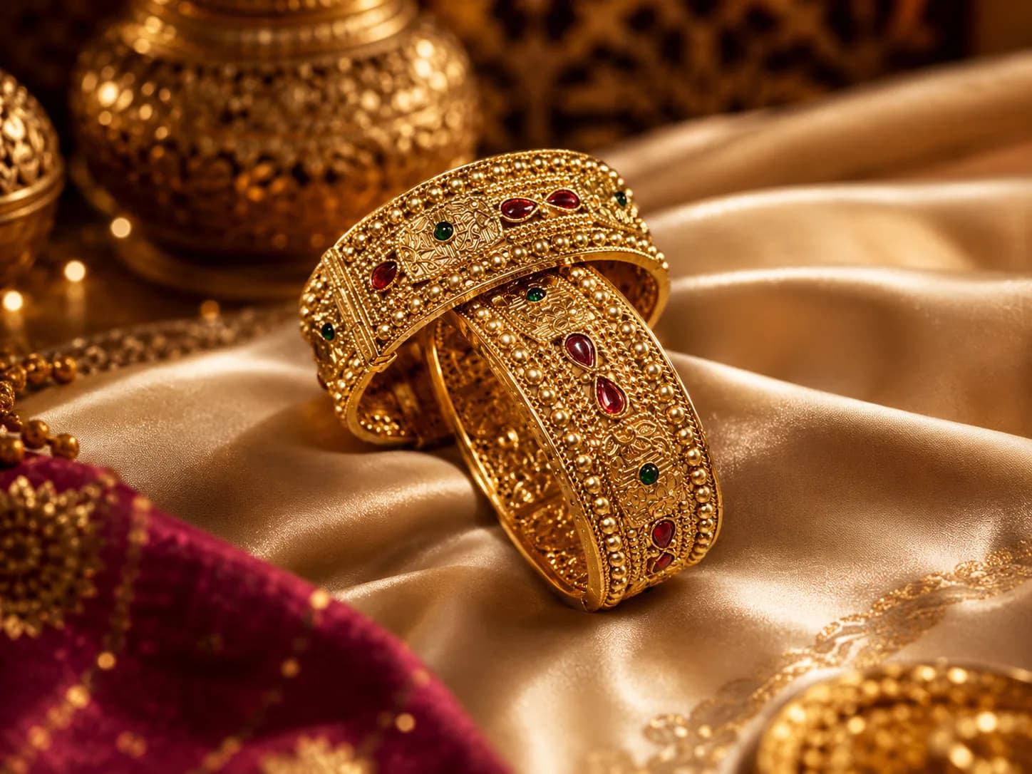 Traditional Gold-tone bridal kangan by Maitryee