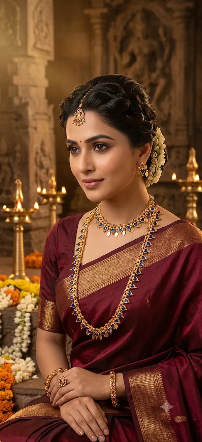 Royal Blue Stone Gold-Tone Fashion Jewellery Set by Maitryee