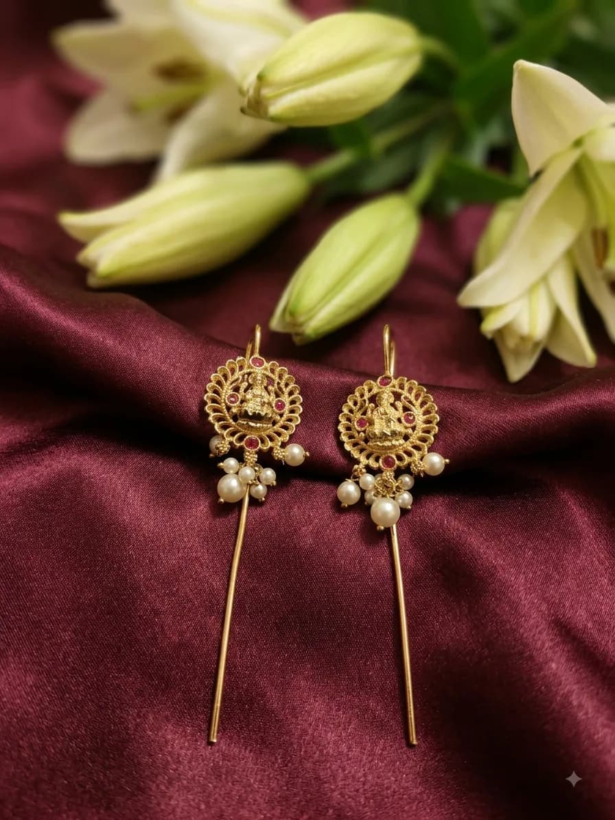 Gold-Tone Goddess Lakshmi design Maharashtrian Bugadi by Maitryee