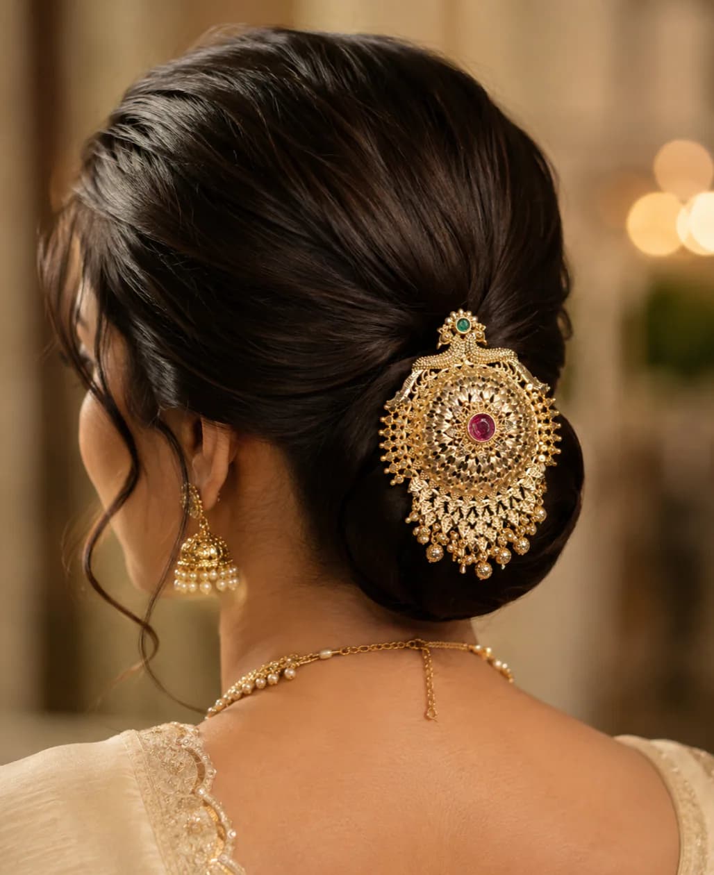 Traditional Gold-Tone Hair Bun Ornament by Maitryee