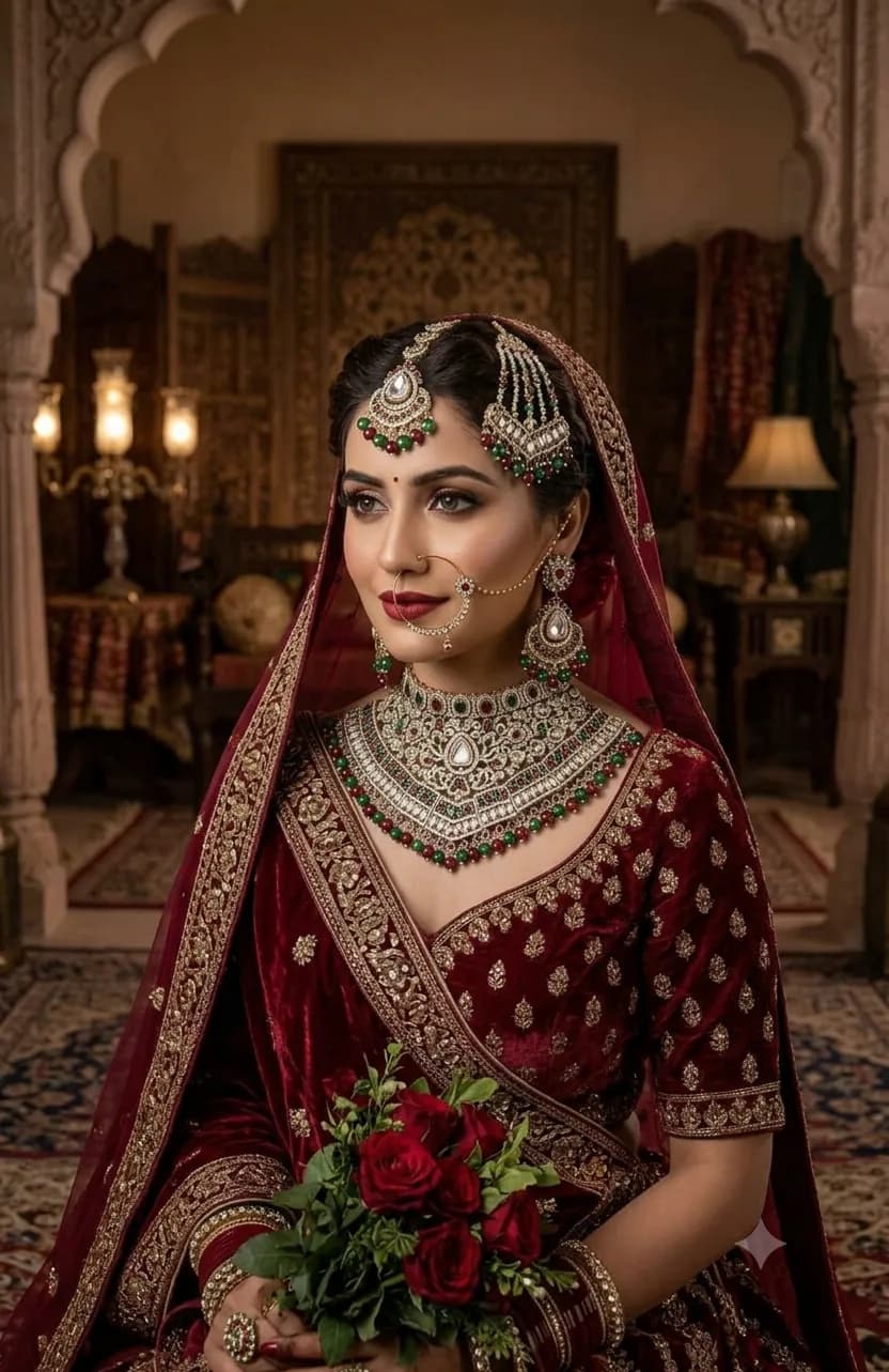 Royal Emerald & Ruby Bridal Choker Fashion Jewellery Set by Maitryee