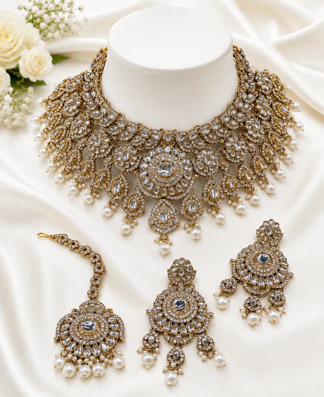 Royal Kundan Pearl Choker Set by Maitryee
