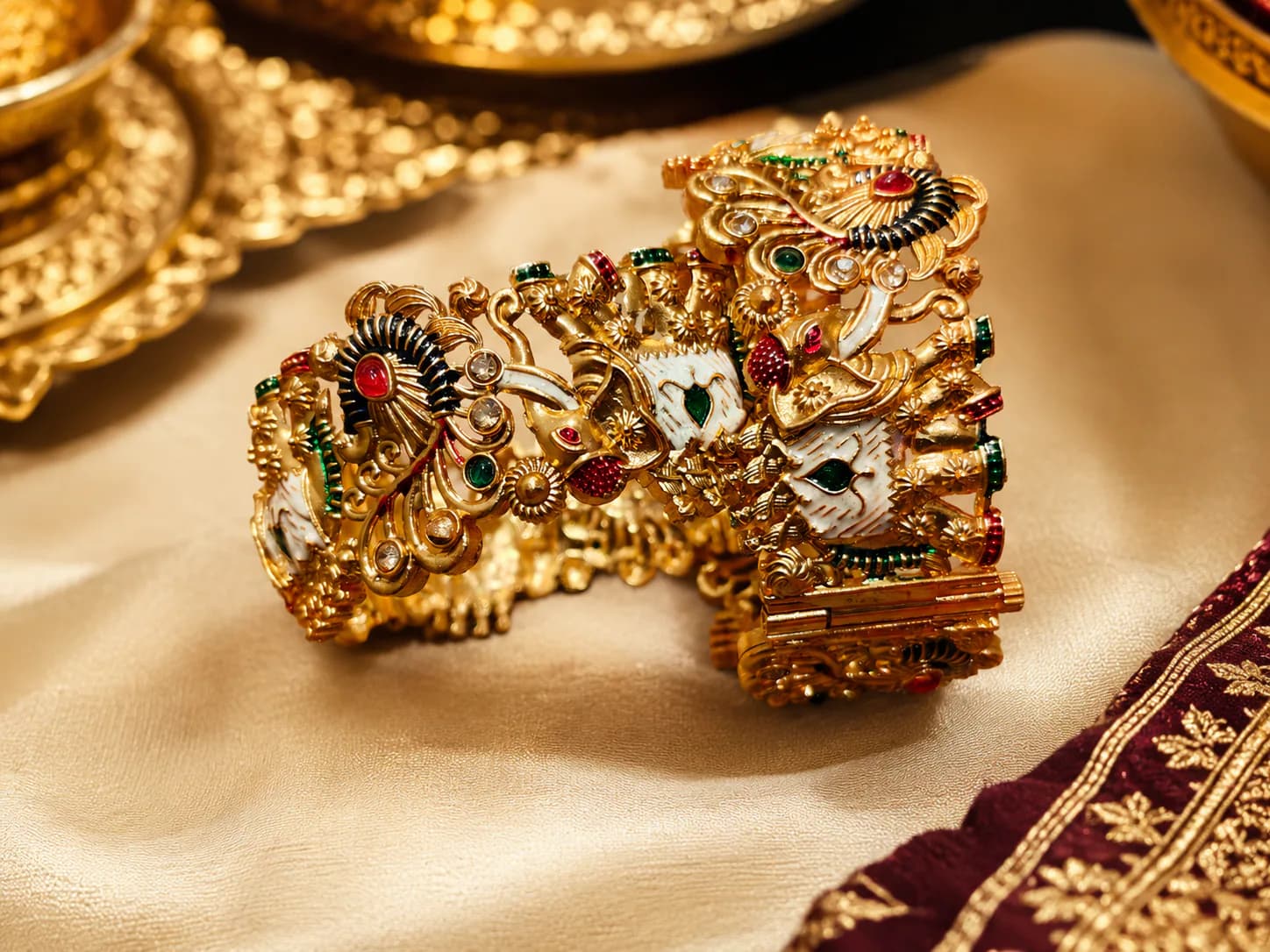 Regal Rajwadi Kangan with intricate gold-tone by Maitryee