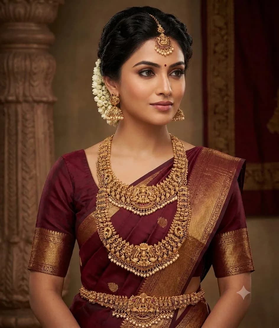 Royal Antique Temple Necklace Set by Maitryee