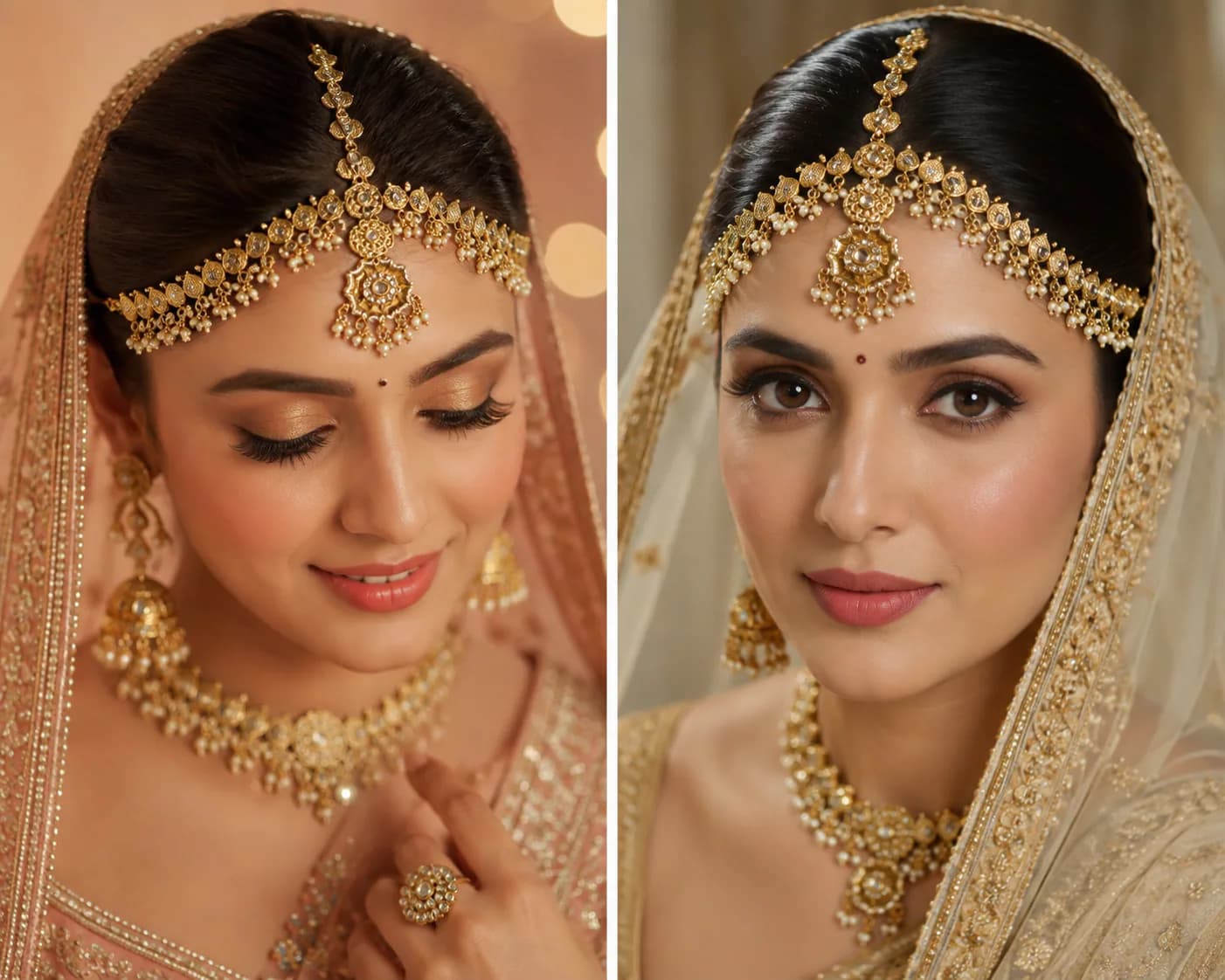 Gold-Tone Pearl & Crystal Bridal Matha Patti by Maitryee