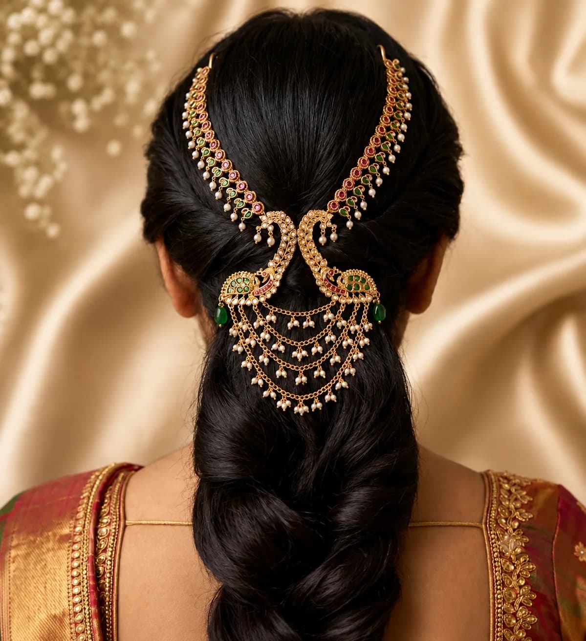 Royal Kundan Pearl Hair Accessory by Maitryee