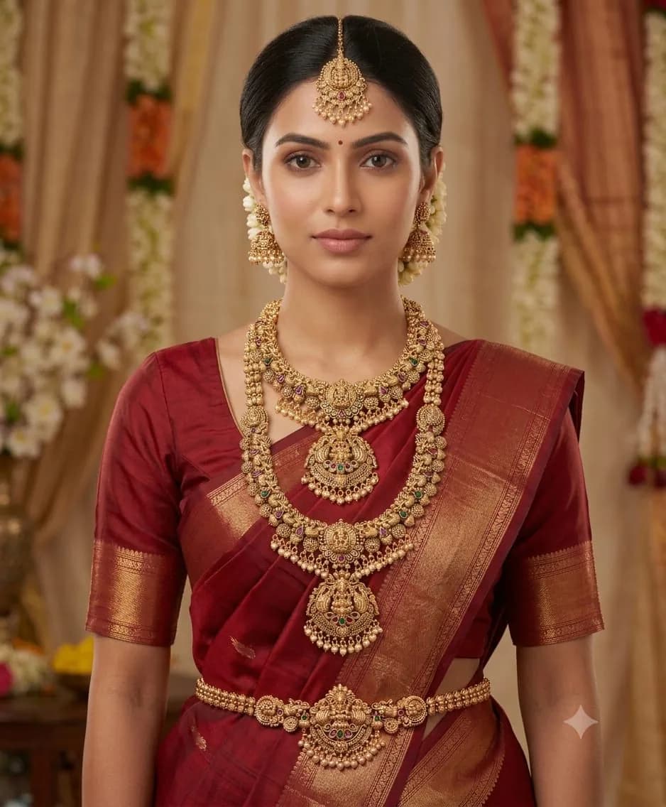 Royal South Indian Temple Fashion Jewellery Bridal Set by Maitryee